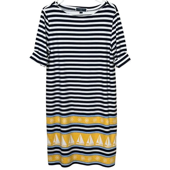 Karen Scott Sport Women’s Knit Dress Sz Medium Sail Boats Nautical Summer - Picture 1 of 5